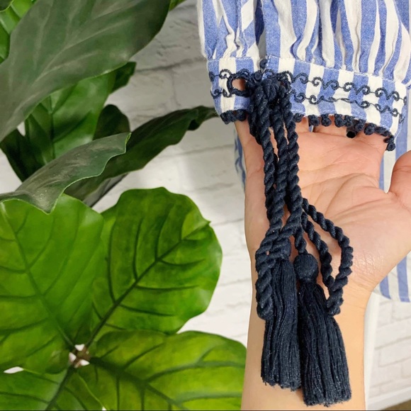 ZARA embroidered tassel boho stripe tunic blouse - Picture 5 of 8